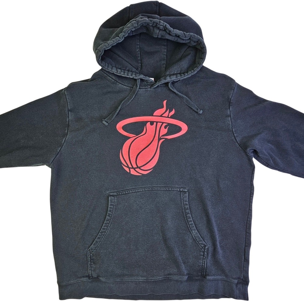 NBA Miami Heat Hoodie Mens XL Black Red Basketball Pullover FG-144577